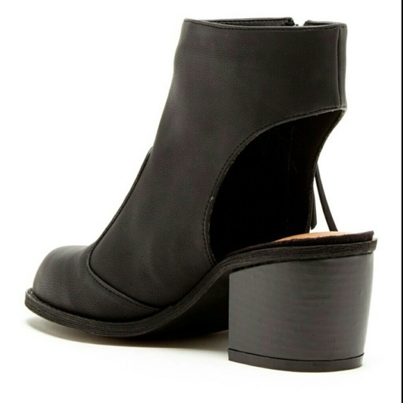 Womens Open Heel Closed Toe Zip Bootie Black Vegan - Picture 5 of 8